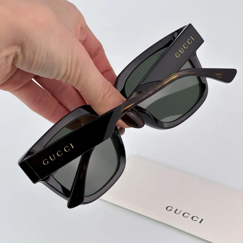 Gucci GG1670SK 001 BRAND NEW Sunglasses Black Havana Grey Unisex Square